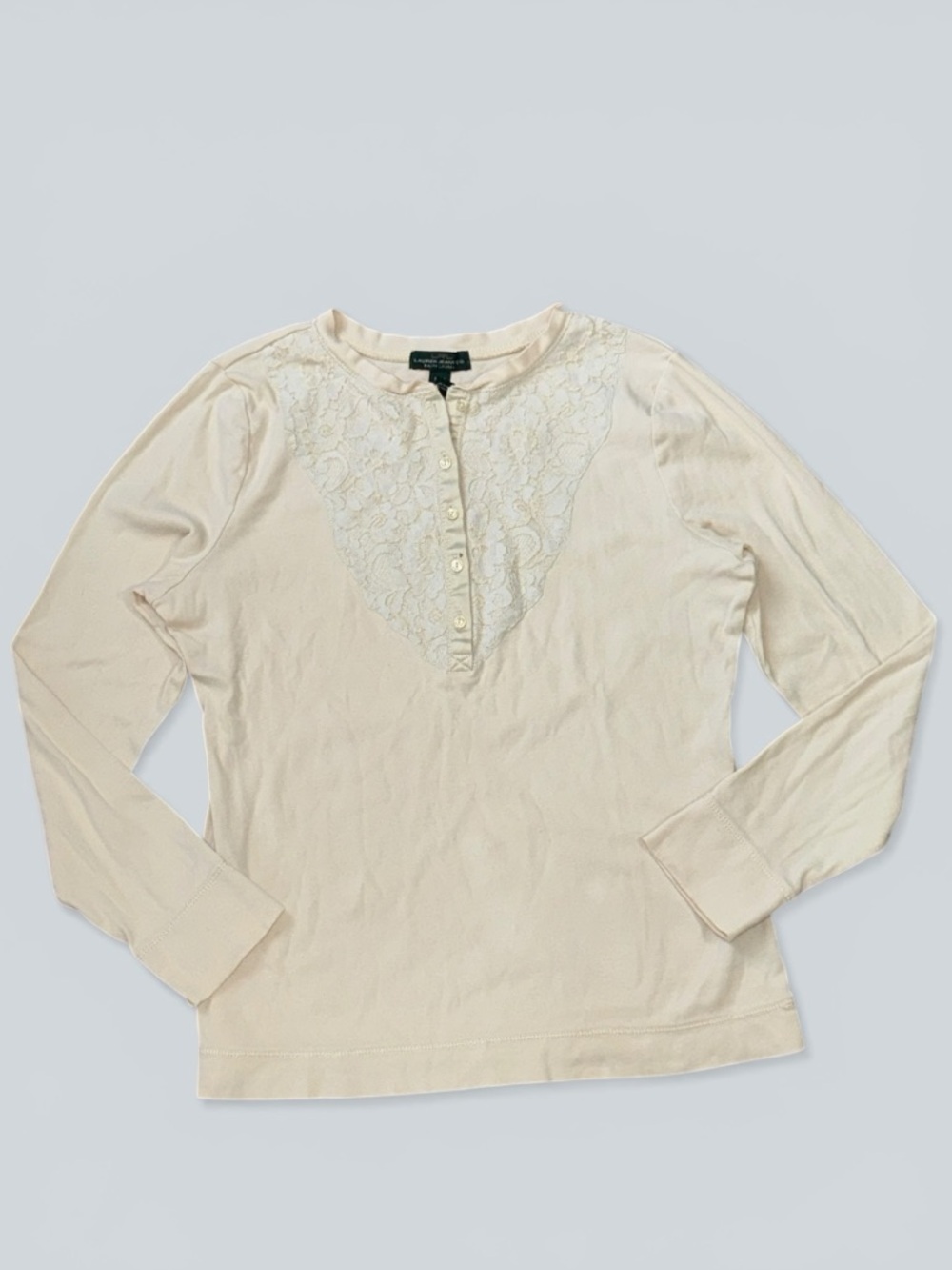 Lauren Ralph Lauren Classic Lace Henley Top - Picture 3 of 4